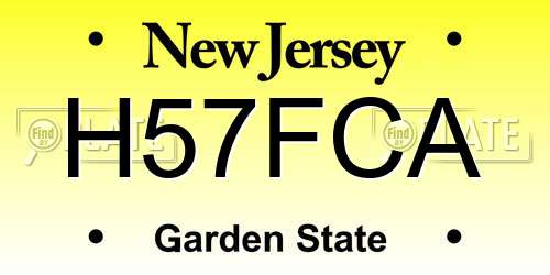 H57FCA New Jersey License Plate