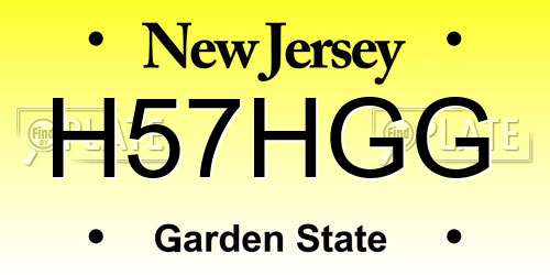 H57HGG New Jersey License Plate