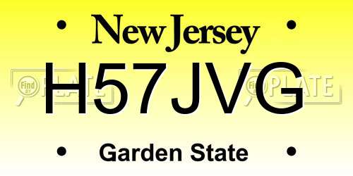 H57JVG New Jersey License Plate