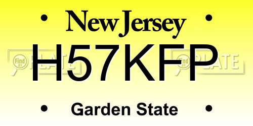 H57KFP New Jersey License Plate