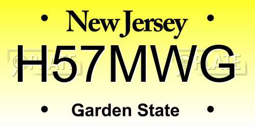 H57MWG New Jersey License Plate
