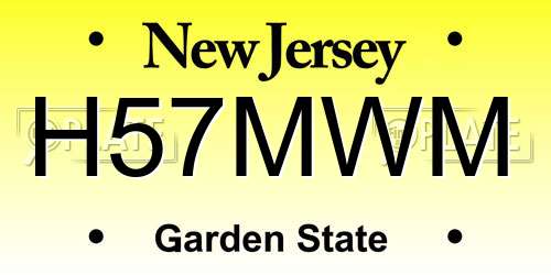 H57MWM New Jersey License Plate