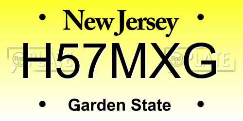 H57MXG New Jersey License Plate