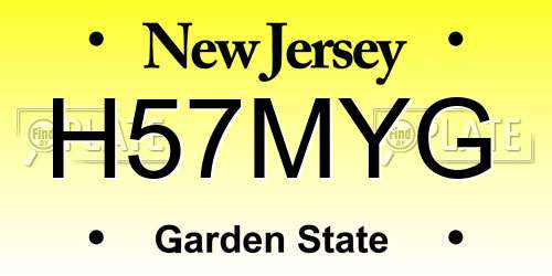 H57MYG New Jersey License Plate