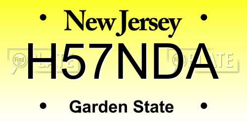 H57NDA New Jersey License Plate