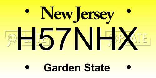 H57NHX New Jersey License Plate
