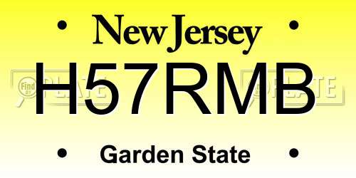 H57RMB New Jersey License Plate