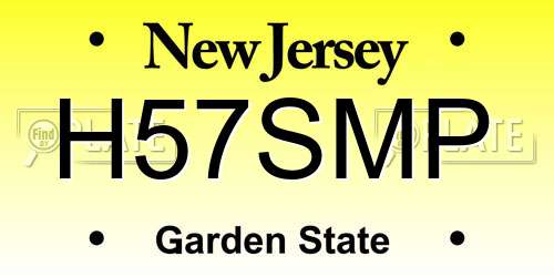 H57SMP New Jersey License Plate