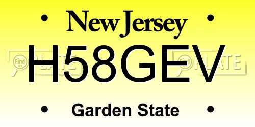 H58GEV New Jersey License Plate