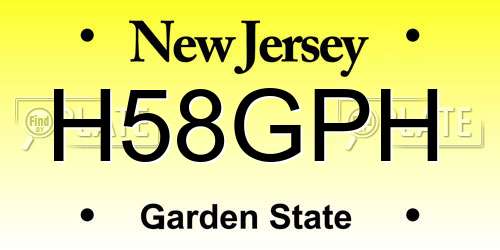 H58GPH New Jersey License Plate