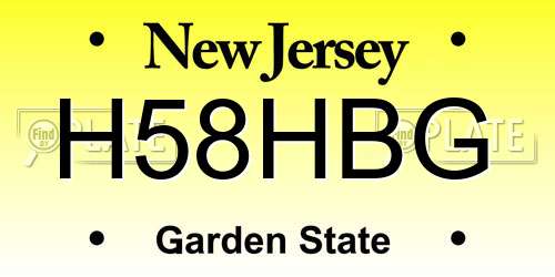 H58HBG New Jersey License Plate