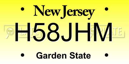 H58JHM New Jersey License Plate