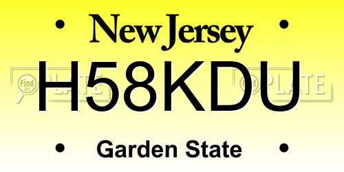 H58KDU New Jersey License Plate