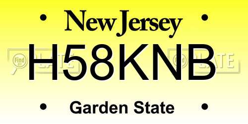 H58KNB New Jersey License Plate