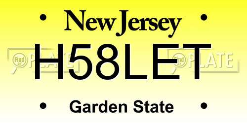 H58LET New Jersey License Plate
