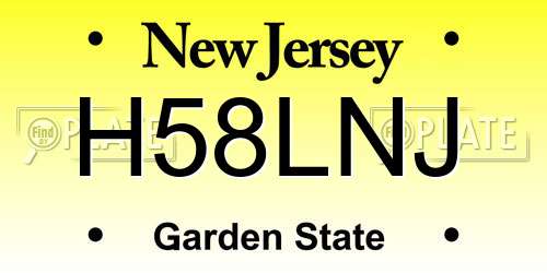 H58LNJ New Jersey License Plate