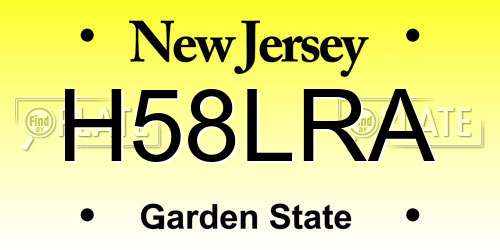 H58LRA New Jersey License Plate