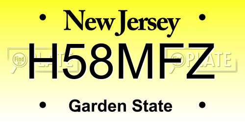H58MFZ New Jersey License Plate