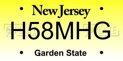 H58MHG New Jersey License Plate