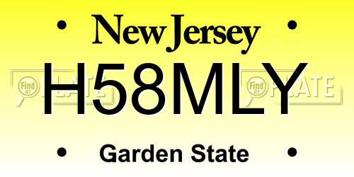 H58MLY New Jersey License Plate