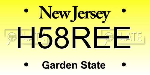 H58REE New Jersey License Plate