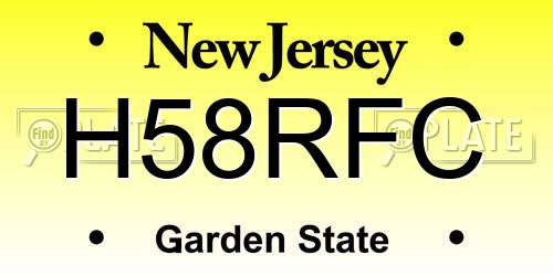 H58RFC New Jersey License Plate