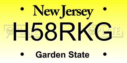 H58RKG New Jersey License Plate