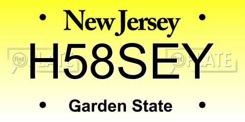 H58SEY New Jersey License Plate