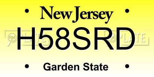 H58SRD New Jersey License Plate