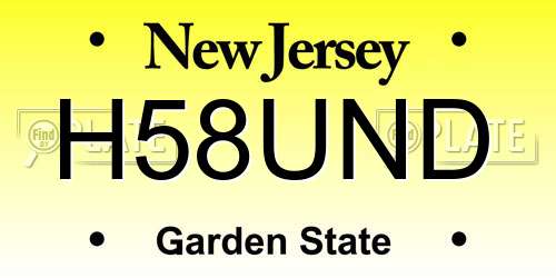 H58UND New Jersey License Plate