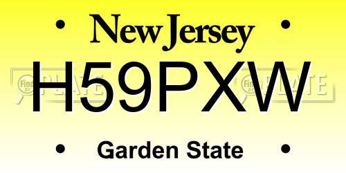 H59PXW New Jersey License Plate