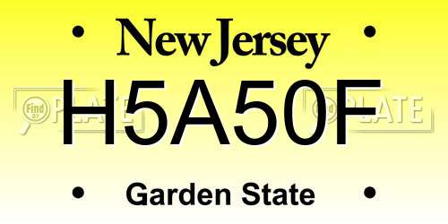 H5A50F New Jersey License Plate