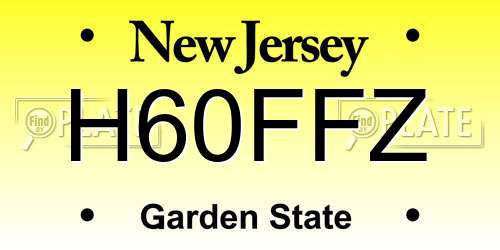 H60FFZ New Jersey License Plate