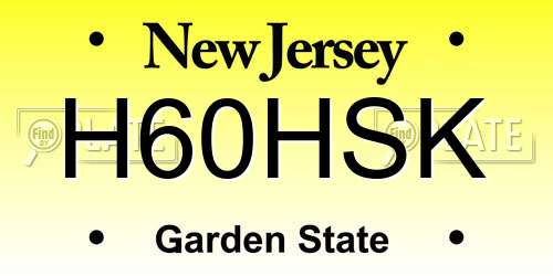 H60HSK New Jersey License Plate