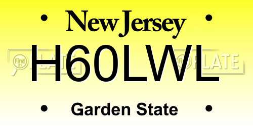 H60LWL New Jersey License Plate