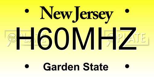 H60MHZ New Jersey License Plate