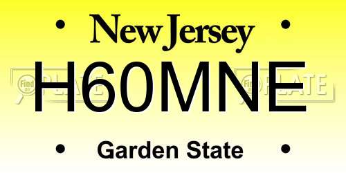 H60MNE New Jersey License Plate