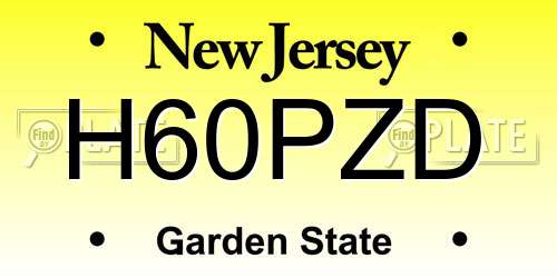 H60PZD New Jersey License Plate