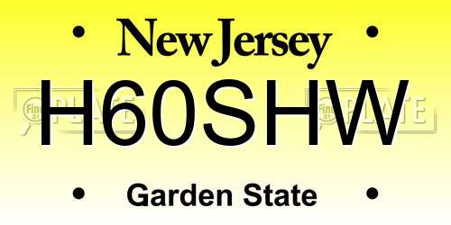 H60SHW New Jersey License Plate