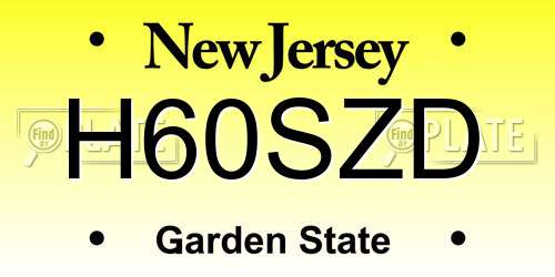 H60SZD New Jersey License Plate