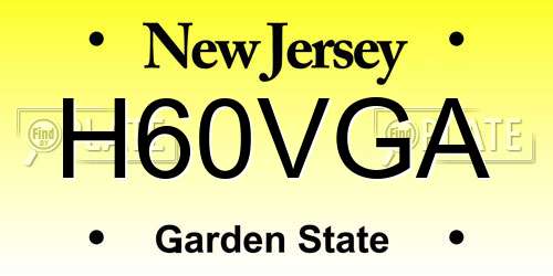 H60VGA New Jersey License Plate