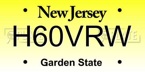 H60VRW New Jersey License Plate