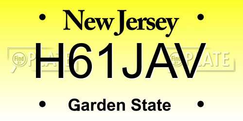 H61JAV New Jersey License Plate