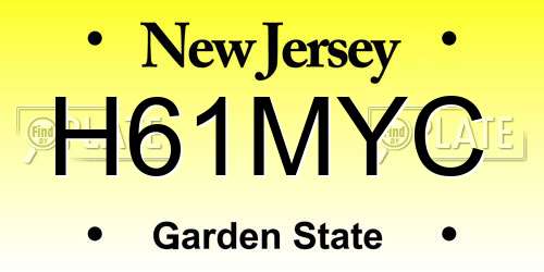 H61MYC New Jersey License Plate
