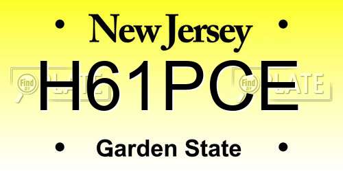 H61PCE New Jersey License Plate