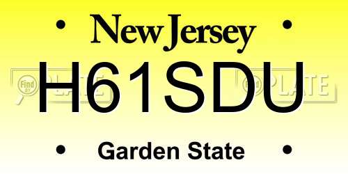 H61SDU New Jersey License Plate