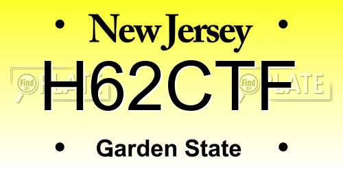H62CTF New Jersey License Plate