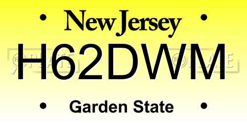 H62DWM New Jersey License Plate