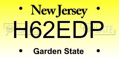 H62EDP New Jersey License Plate