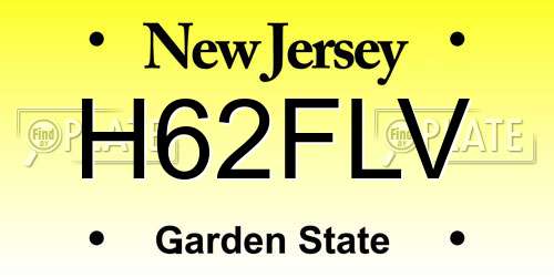 H62FLV New Jersey License Plate